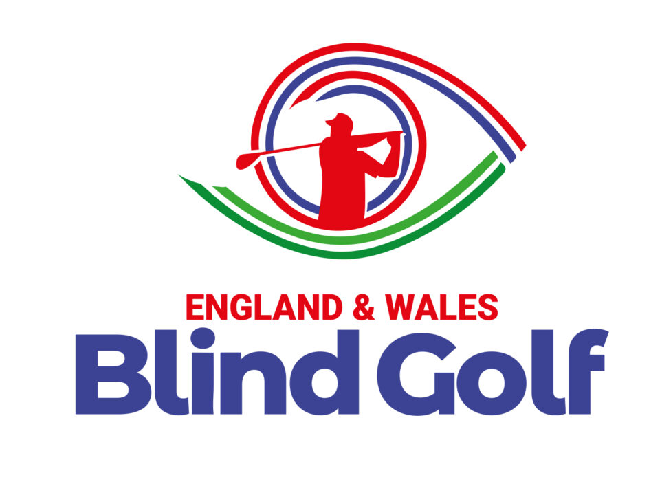 England and Wales Blind Golf logo, with a silhouette of a red golfer