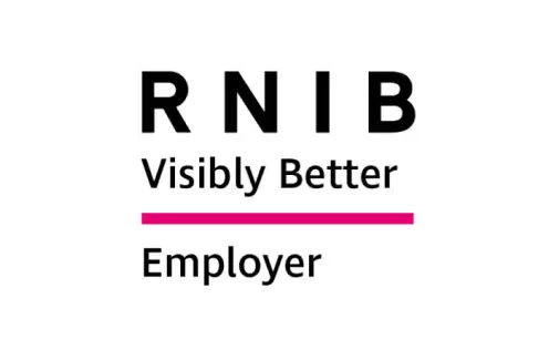 The logo for RNIB Visibly Better Employer