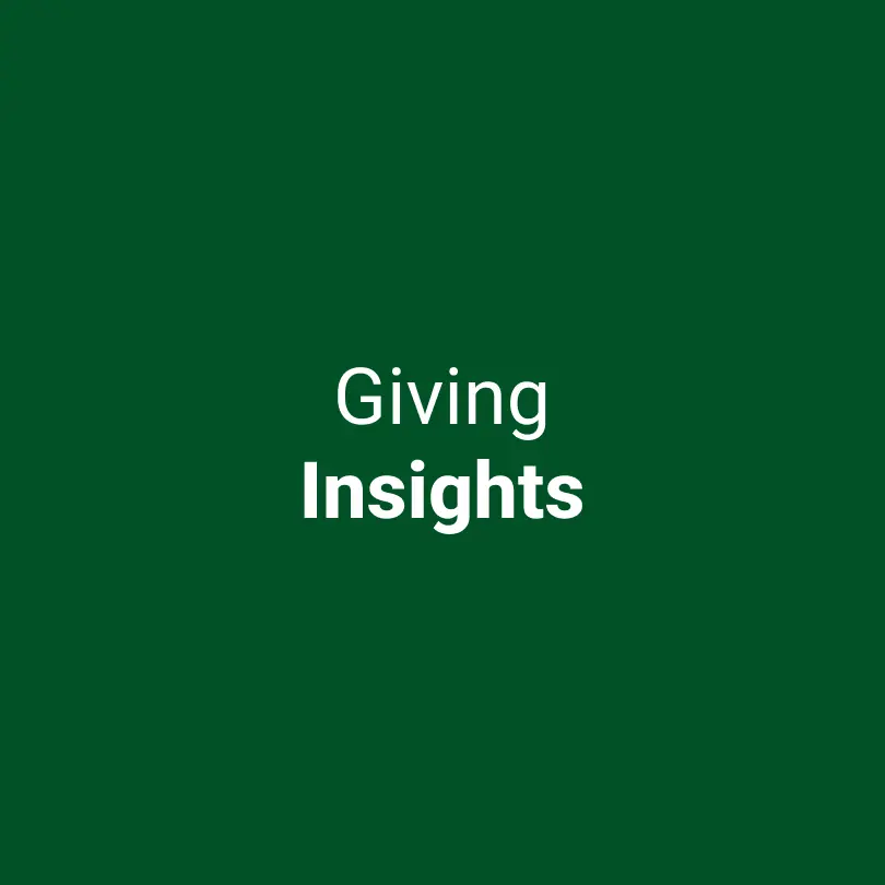 The words Giving Insights in white text on a green background.