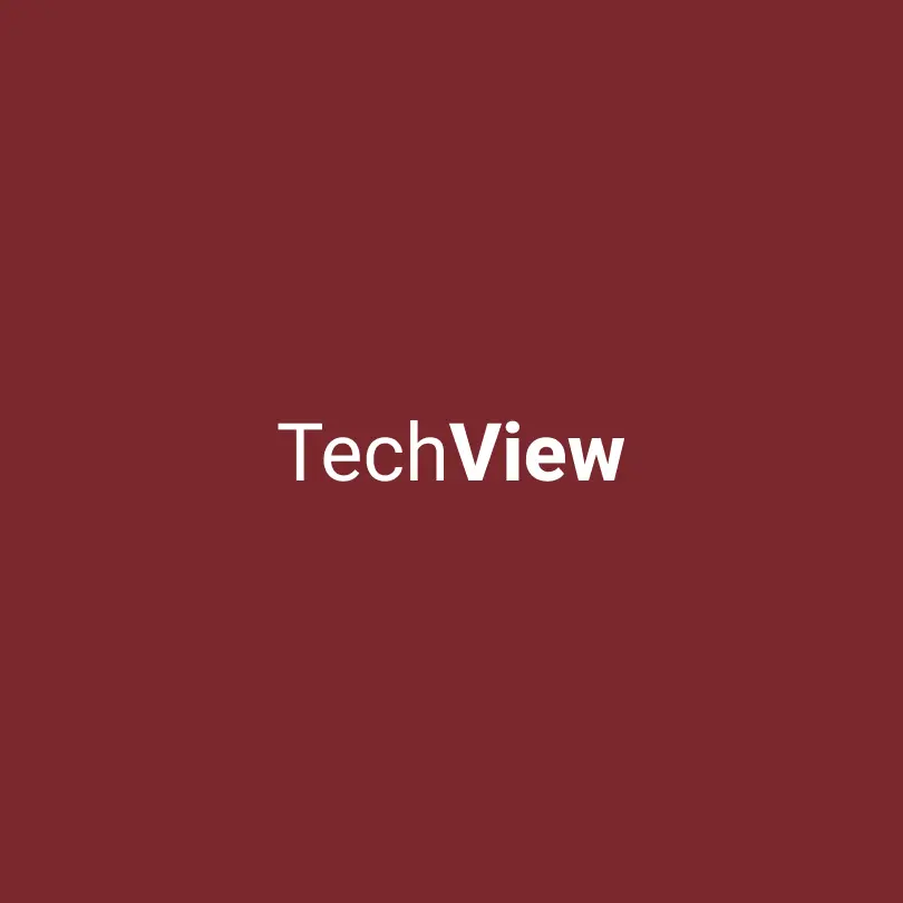 The words Tech View in white text on a red background.