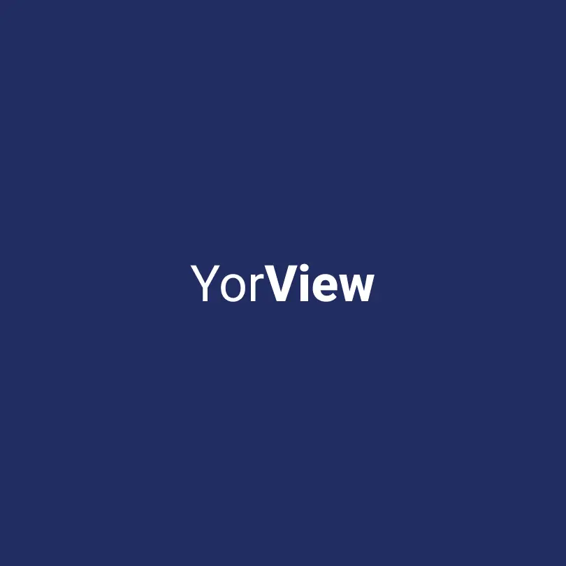 The words Yor View in white text on a blue background.
